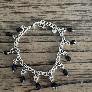 Brighton Elegant Silver Bracelet with Black Accents